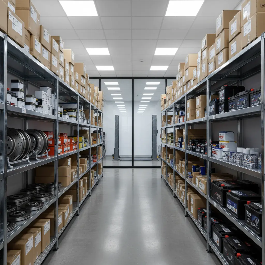 Innenraum eines modernen Autoersatzteil-Shops